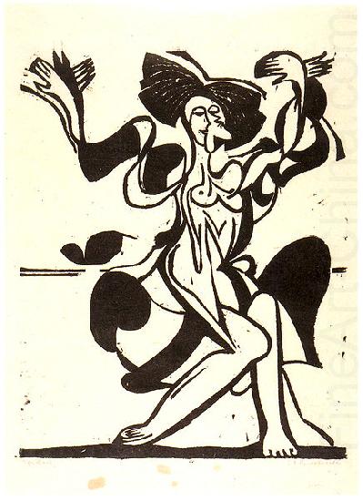 Dancing Mary Wigman - Woodcut, Ernst Ludwig Kirchner